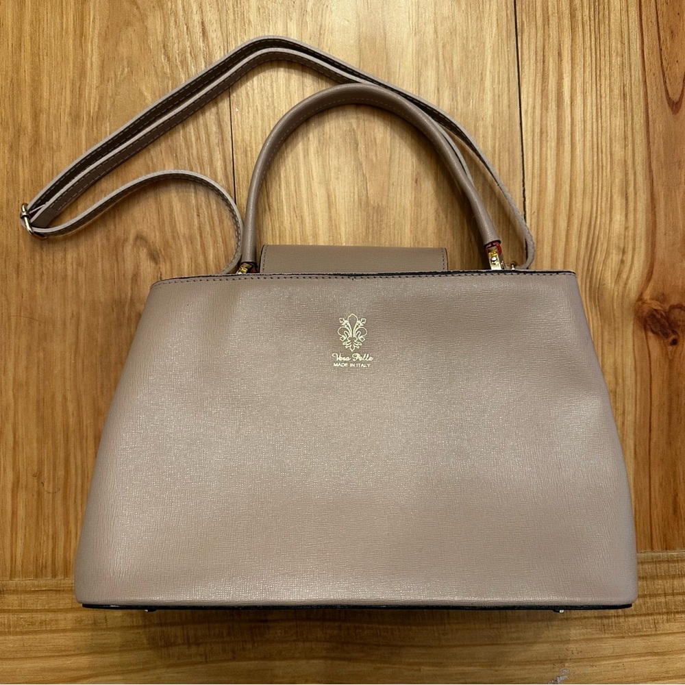 Vera Pelle Italian Leather Taupe Bag